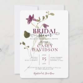 Invitación Ducha nupcial de flores silvestres púrpura mínima