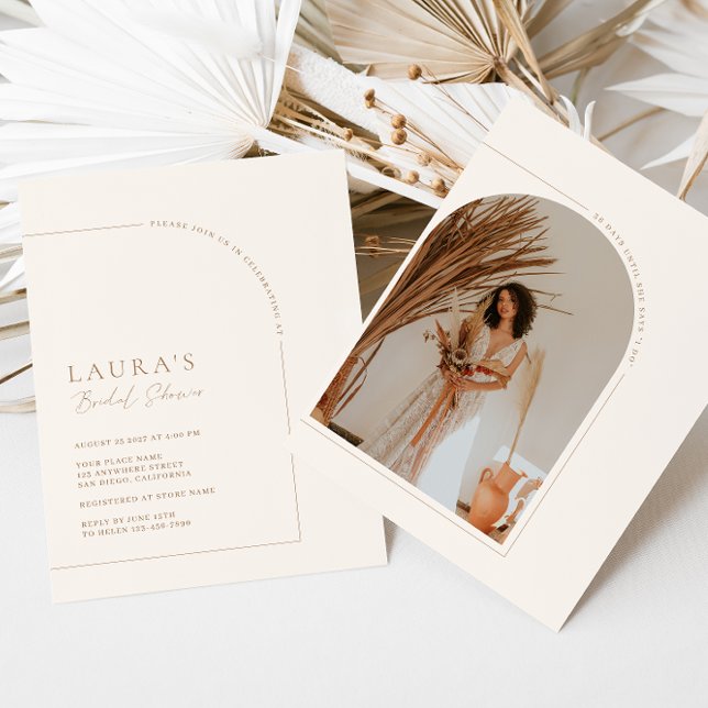 Invitación Ducha nupcial de foto de arco mínimo neutral (Subido por el creador)
