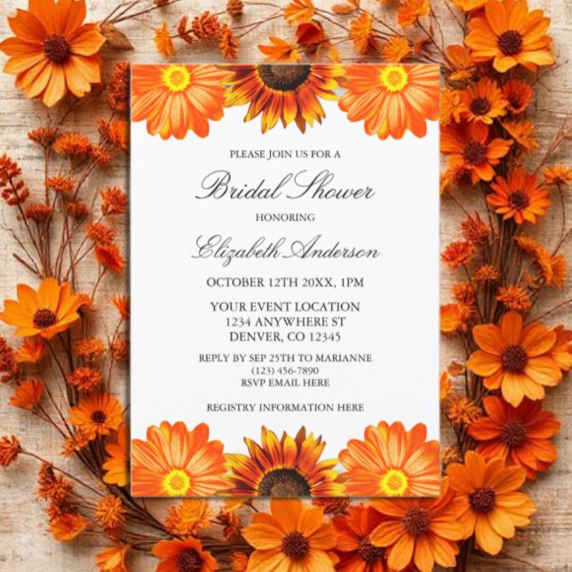 Invitación Ducha nupcial de girasol floral de otoño (Subido por el creador)