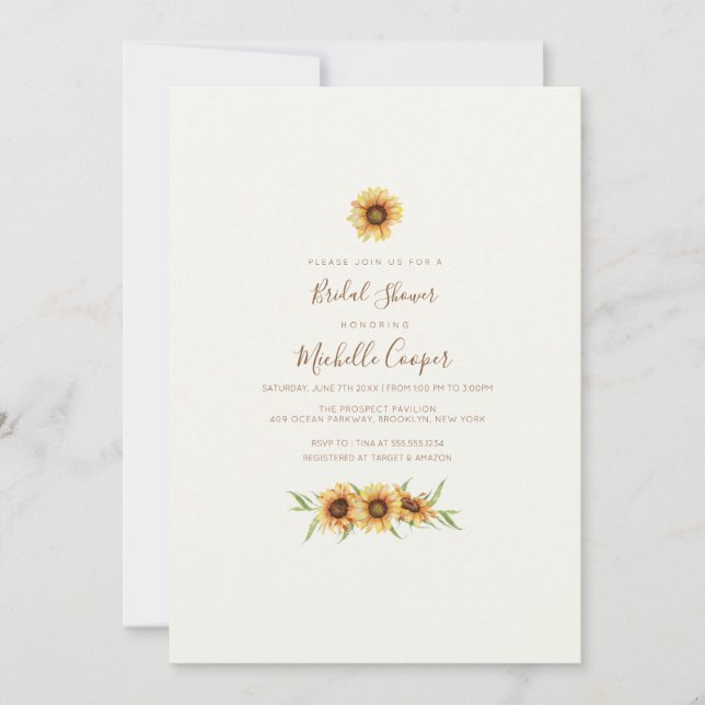 Invitación Ducha nupcial de girasol ruso (Anverso)