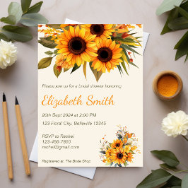 Invitación Ducha nupcial de girasol ruso