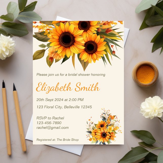Invitación Ducha nupcial de girasol ruso (Sunflower Bridal Shower Invitation)