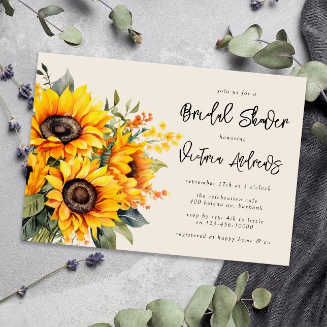 Invitación Ducha nupcial de girasol ruso (Invite guests to a rustic aesthetic bridal shower with this gorgeous sunflower invitation template)