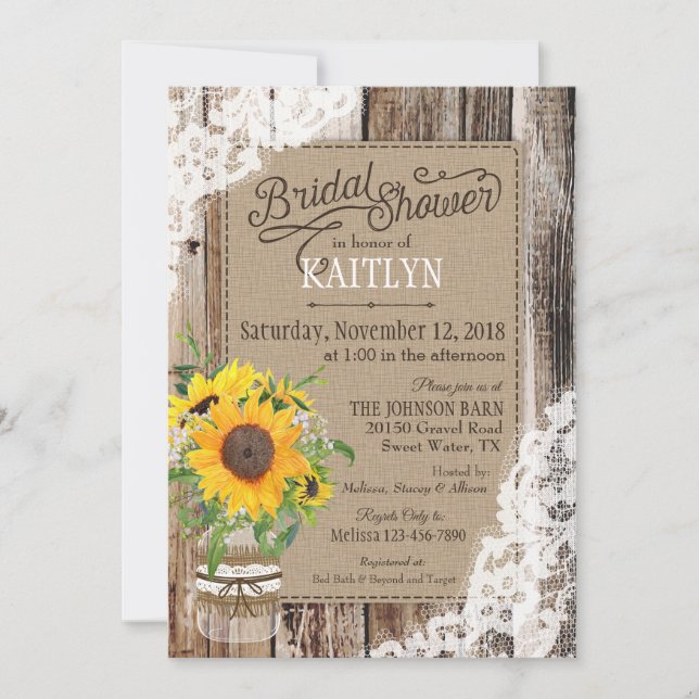 Invitación Ducha nupcial de girasol ruso (Anverso)