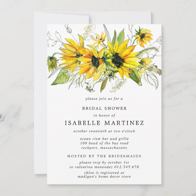 Invitación Ducha nupcial de girasol ruso (Anverso)