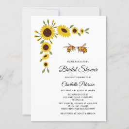 Invitación Ducha nupcial de girasol y abeja rústico
