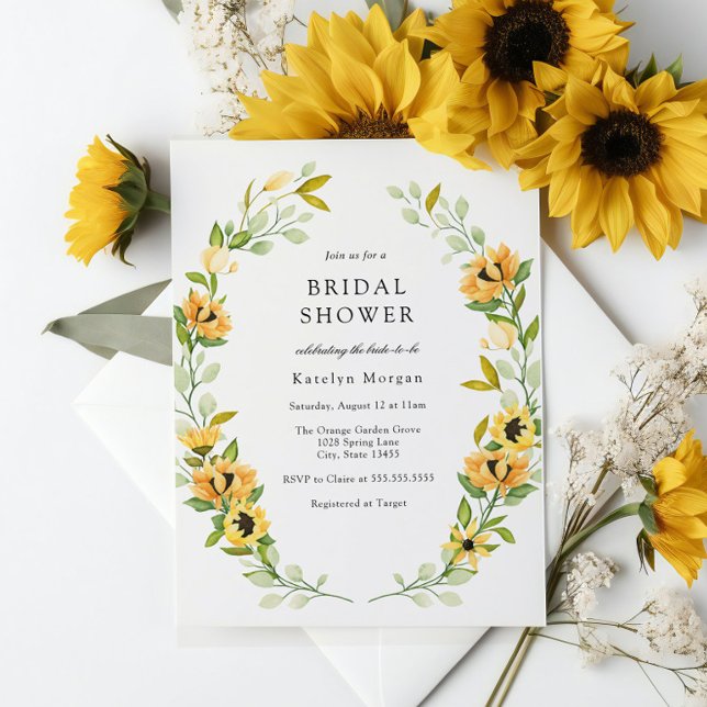 Invitación Ducha nupcial de girasol y vegetación (Subido por el creador)