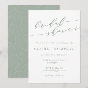 Invitación Ducha nupcial de guion verde sabio rústico