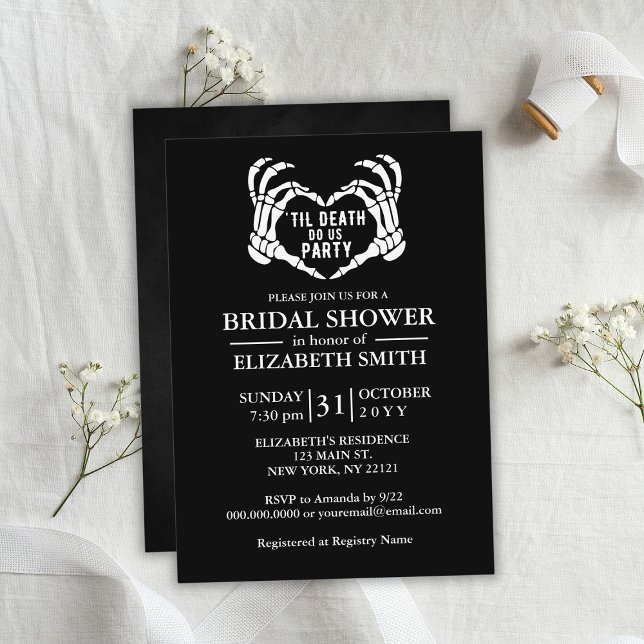 Invitación Ducha nupcial de Halloween - Muerte hasta la muert (Til Death Do Us Party Halloween Bridal Shower Invitation
)
