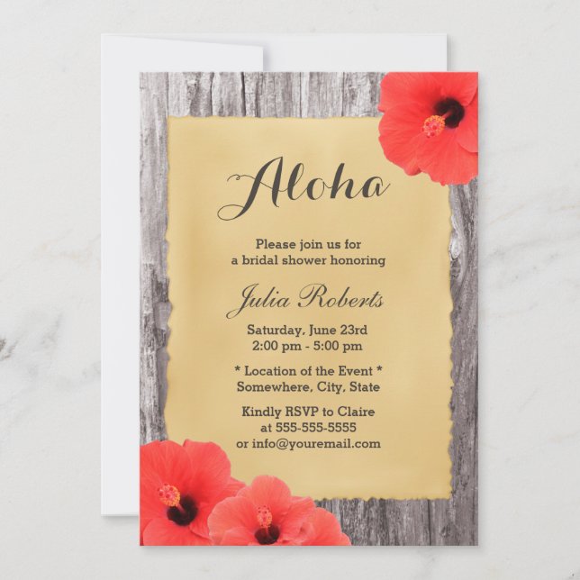 Invitación Ducha nupcial de Hawai Hibiscus Floral Aloha (Anverso)
