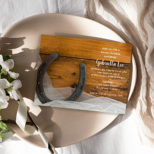 Invitación Ducha nupcial de herradura y velo en el campo