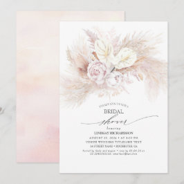 Invitación Ducha nupcial de hierba blanca de antruro y pampas