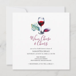 Invitación Ducha nupcial de Ilustracion de vino y queso