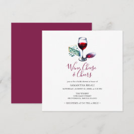 Invitación Ducha nupcial de Ilustracion de vino y queso