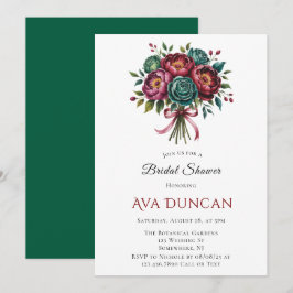 Invitación Ducha nupcial de invierno de Borgoña y Peonia Esme