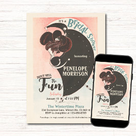 Invitación Ducha nupcial de invierno de una mujer que patina