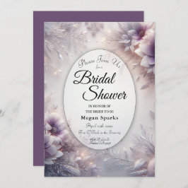 Invitación Ducha nupcial de invierno plateada y suave