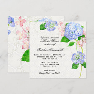 Invitación Ducha nupcial de la acuarela azul del Hydrangea
