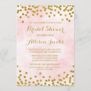 Invitación Ducha nupcial de la acuarela de Rubor del confeti