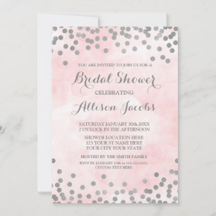 Invitación Ducha nupcial de la acuarela del confeti rosado de