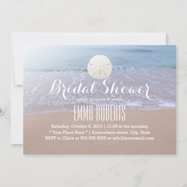 Invitación Ducha nupcial de la arena de la boda de la playa (Anverso)