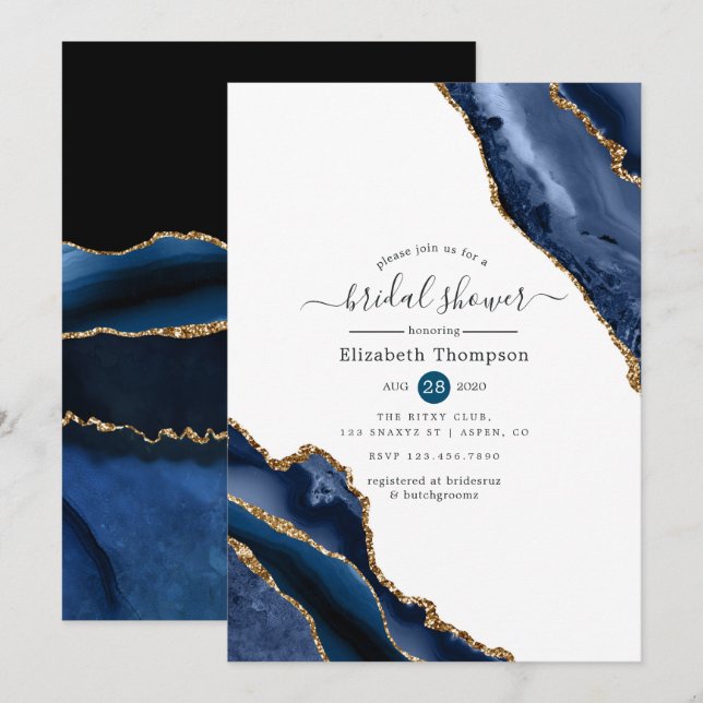 Invitación Ducha nupcial de la armada y el oro (Anverso / Reverso)