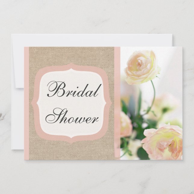 Invitación Ducha nupcial de la arpillera del Peony del (Anverso)