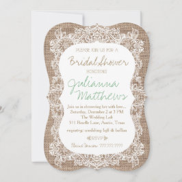 Invitación Ducha nupcial de la arpillera y del cordón