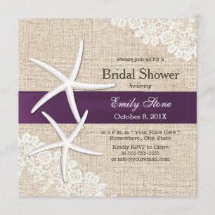 Invitación Ducha nupcial de la cinta púrpura de las estrellas
