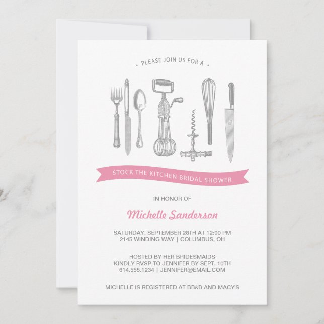 Invitación Ducha nupcial de la cocina (Anverso)