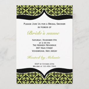 Invitación Ducha nupcial de la flor de lis Invitación-Verde