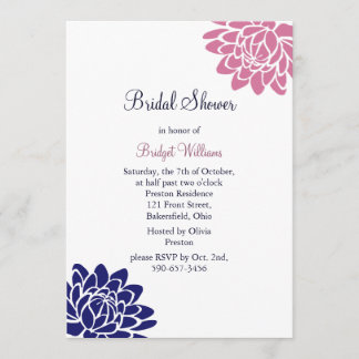 Invitación Ducha nupcial de la flor de Lotus azul del zafiro