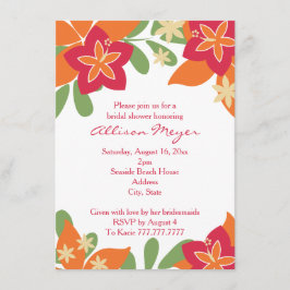 Invitación Ducha nupcial de la flor tropical anaranjada