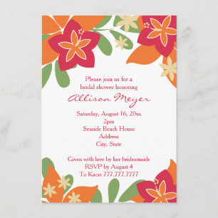 Invitación Ducha nupcial de la flor tropical anaranjada
