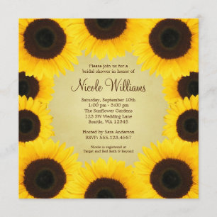 Invitación Ducha nupcial de la frontera del girasol