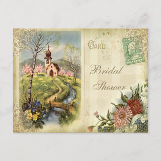 Invitación Ducha nupcial de la iglesia linda del vintage