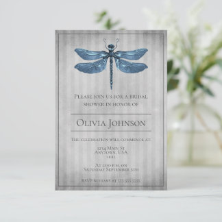 Invitación Ducha nupcial de la libélula con joyas azules