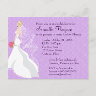 Invitación Ducha nupcial de la lila rubia coqueta