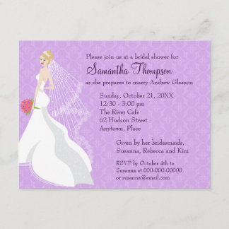Invitación Ducha nupcial de la lila rubia coqueta