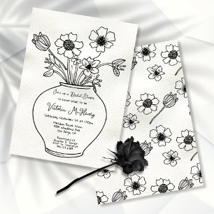 Invitación Ducha nupcial de la malla floral dibujada a mano