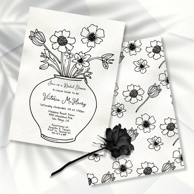 Invitación Ducha nupcial de la malla floral dibujada a mano (Subido por el creador)