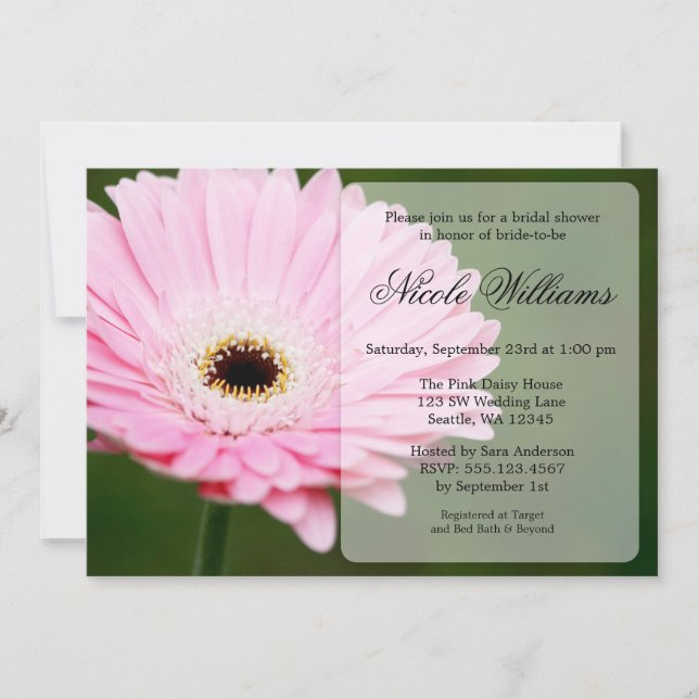 Invitación Ducha nupcial de la margarita suavemente rosada y (Anverso)