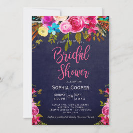 Invitación Ducha nupcial de la Marina Floral Rosa Boho