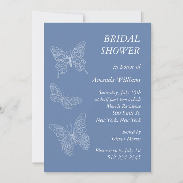 Invitación Ducha nupcial de la mariposa (Anverso)