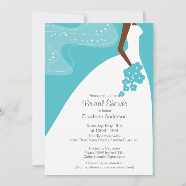 Invitación Ducha nupcial de la novia afroamericana agraciada (Anverso)
