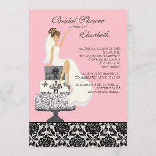 Invitación Ducha nupcial de la novia triguena rosada del