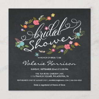 Invitación Ducha nupcial de la pizarra floral de lujo de la