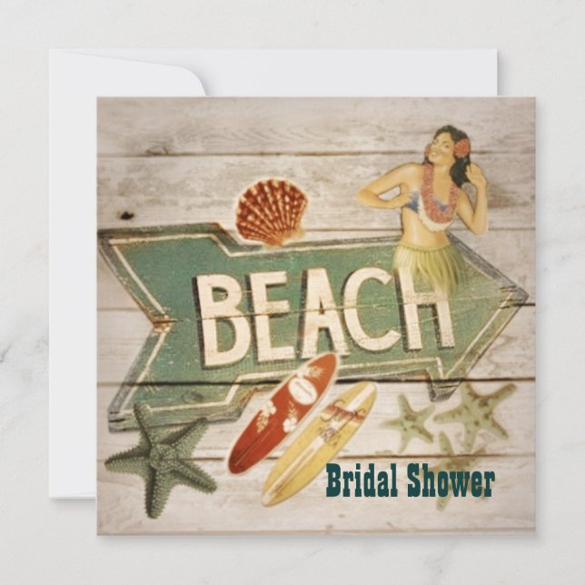 Invitación Ducha nupcial de la playa de Hawaii del chica de (Anverso)