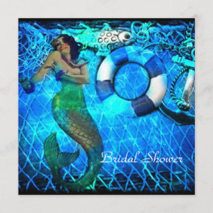 Invitación ducha nupcial de la playa de la sirena del ancla