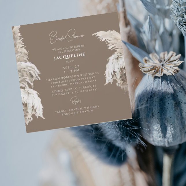 Invitación Ducha nupcial de la Plaza Boho Brown (Subido por el creador)